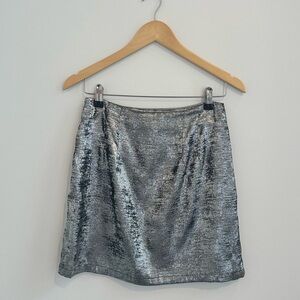 Silver Metallic Mini Skirt